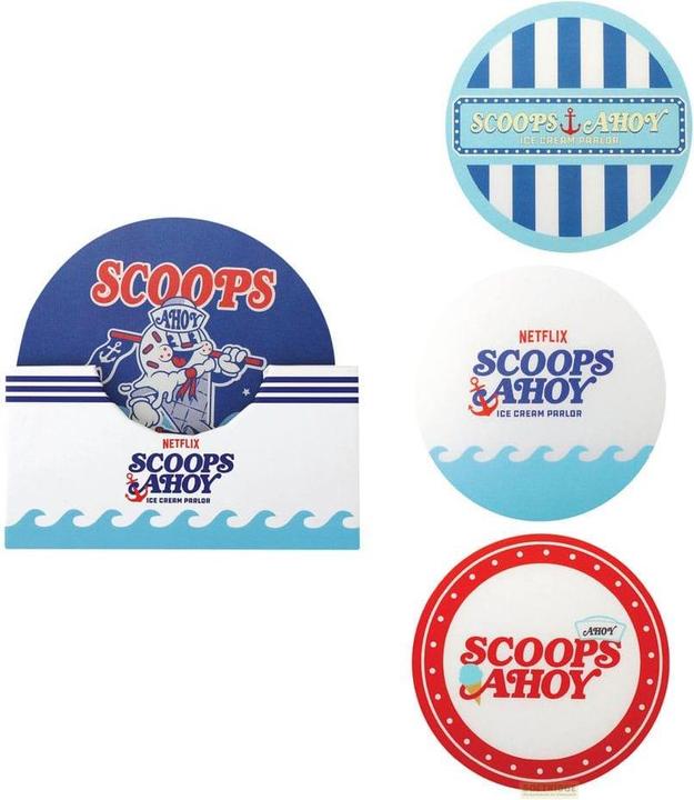 Cinereplicas Stranger Things: Scoops Ahoy Untersetzer (4 Stück (4x, Glasuntersetzer)