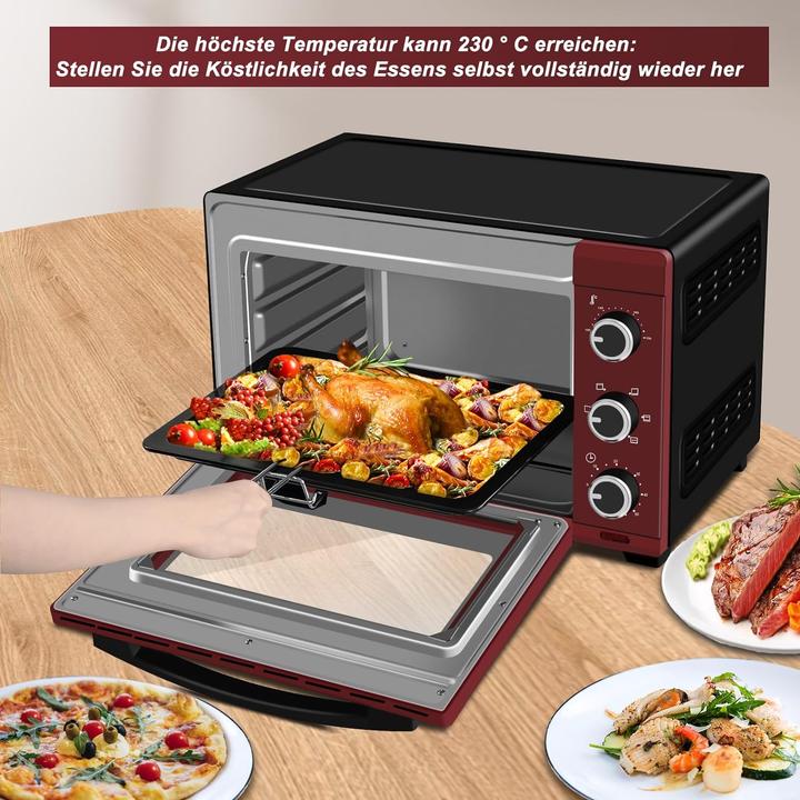 Produktbild Woltu Mini Backofen 32 Liter, Schwarz+rot