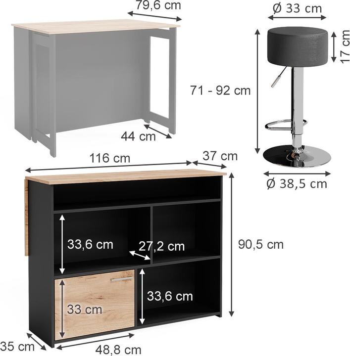 Produktbild Vicco Dominic (116 x 37 x 90.5 cm)
