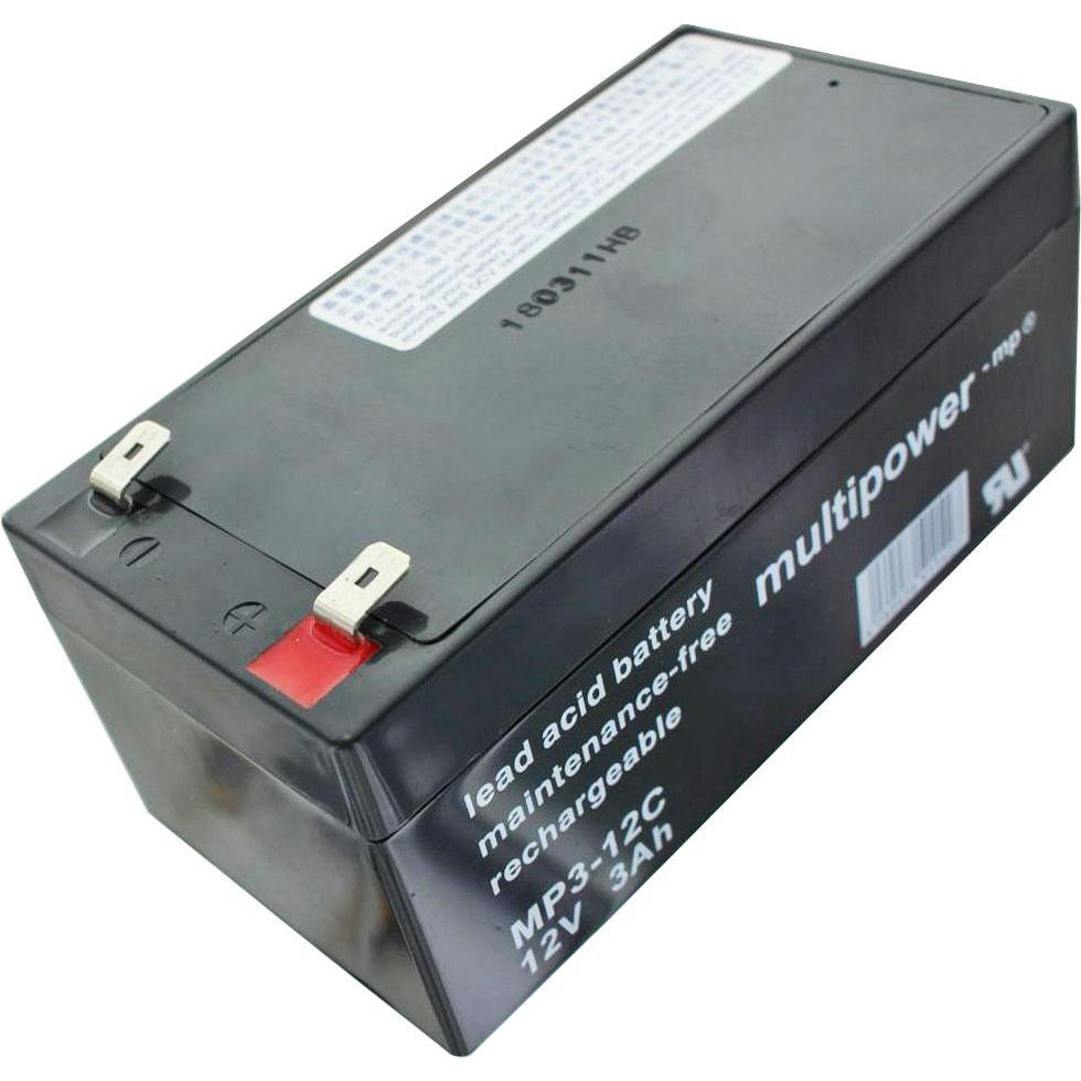 Multipower, Batterieladegerät, MP3-12C Blei Akku 6,3mm Faston Stecker, zyklenfeste Ausführung (12V)