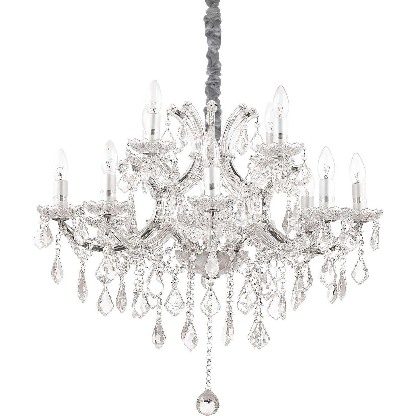 Ideal lux, Pendelleuchte, NAPOLEON Pendelleuchte E14 12-fach ⌀740mm dimmbar Chrom 167251 (E14)