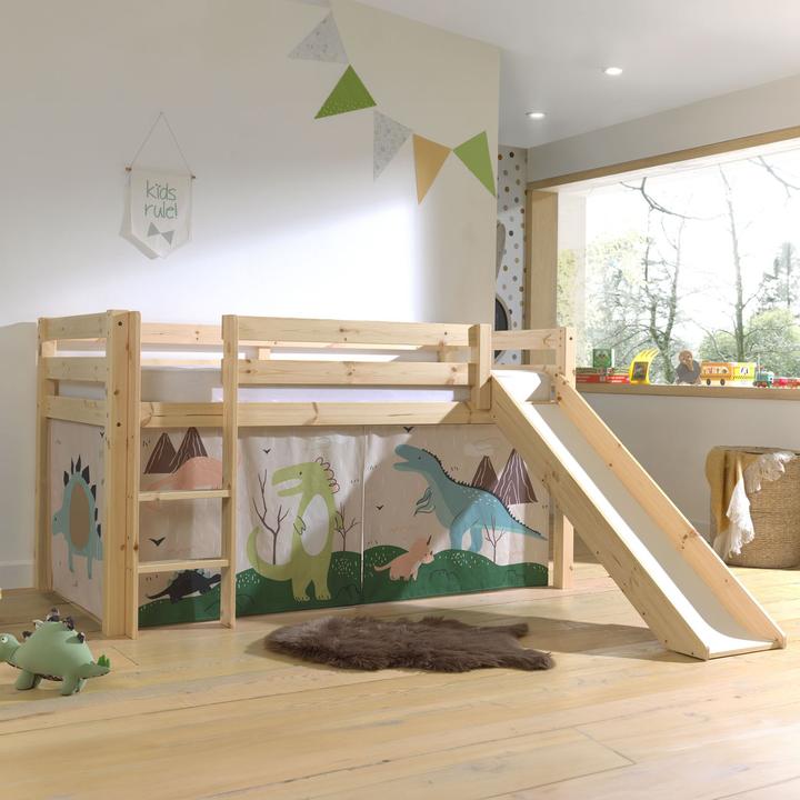 Image du produit Vipack Lit mi-hauteur Dino avec toboggan (90 x 200 cm)