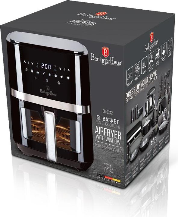 Produktbild BerlingerHaus BH9342 Air fryer, 5L, visible window Black Silver CollectionEter