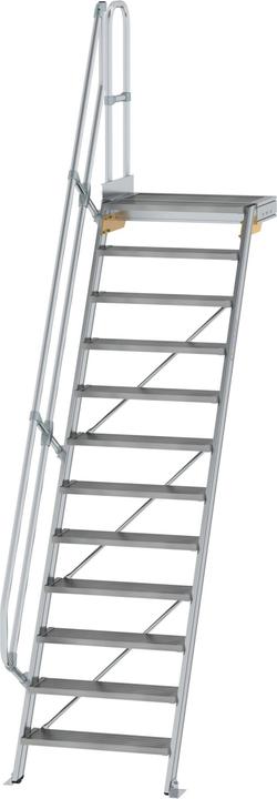 Produktbild Munk Treppe mit Plattform 60° Stufenbreite 800 mm 12 Stufen Aluminium geriffelt (Gerüst, 46 cm)