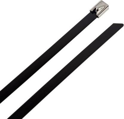 Produktbild Rs Pro 316 Edelstahl Kabelbinder Schwarz 4,6 mm x 450mm, 100 Stück (Metallkabelbinder, 450 mm, 100 Stk.)
