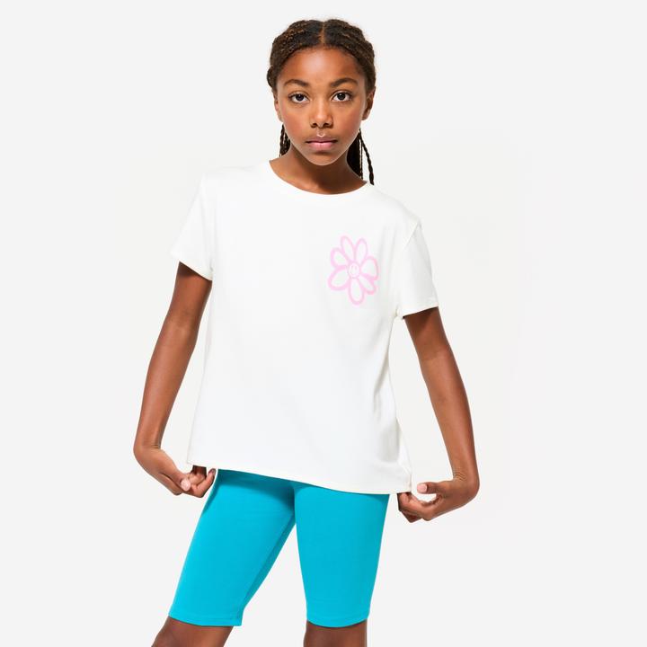 Image du produit Decathlon T-shirt multisport coton fille, imprimé blanc (140)