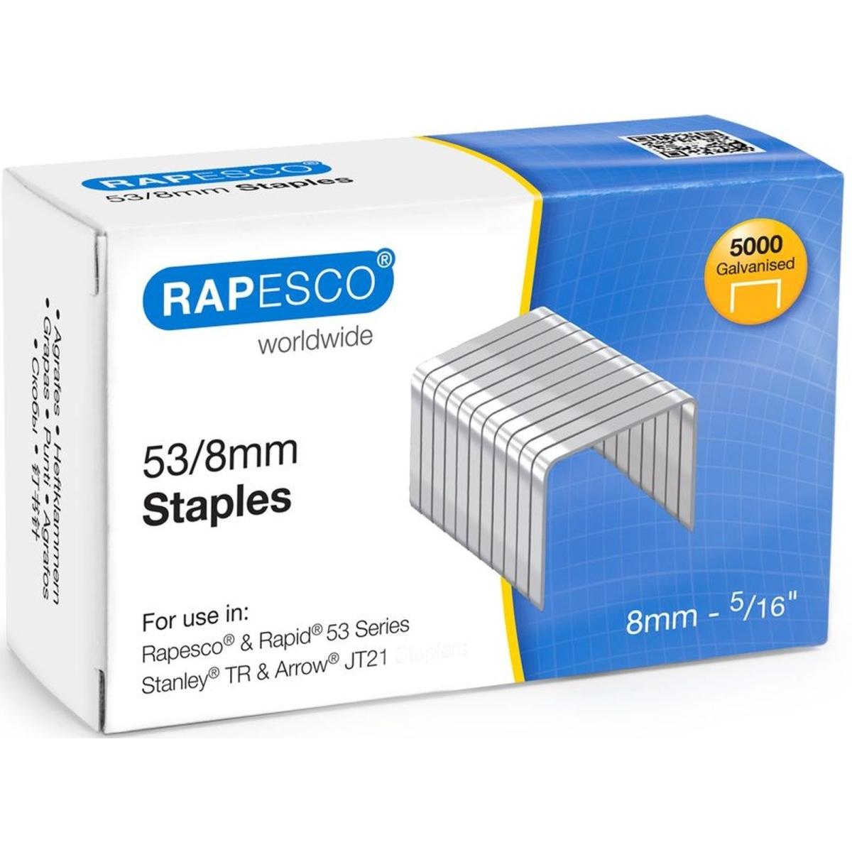 Rapesco, Büroklammer, 53/8mm verzinkte Heftklammern (5.000 StÃ¼ck) (5000 x)