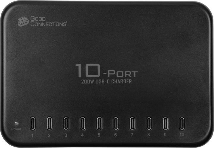 Productafbeelding Good Connections GC USB desktop snellaadstation 200W, 10-poorts (10x USB-C™), zwart (200 W, 10 ports)