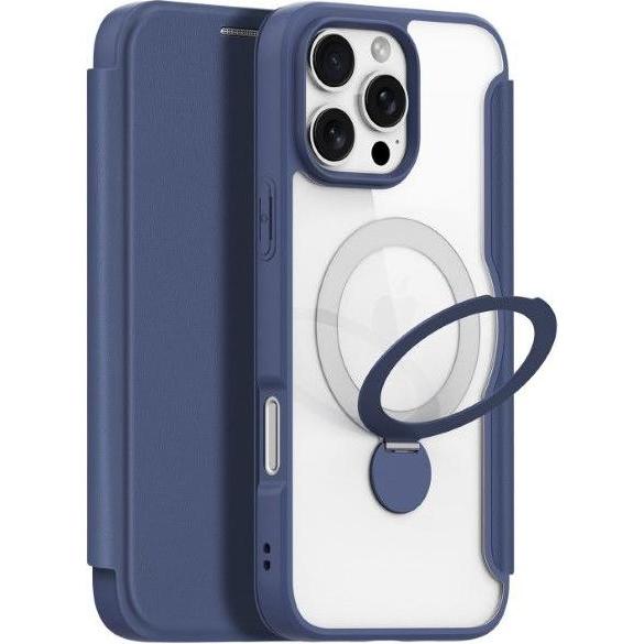 Dux Ducis Skin X Pro 360° Ring Stand Series Lederhülle (Apple iPhone 16 Pro Max), Smartphone Hülle, Blau
