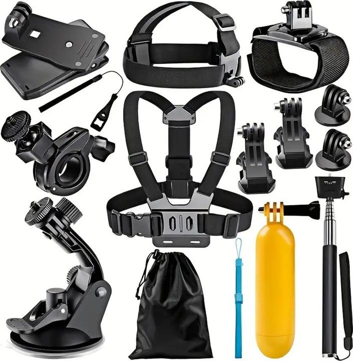 Image du produit Techsuit - Accessory Kit Bundle CamQuest 15in1 (SA15) - for GoPro Action Camera - Black (bulk)
