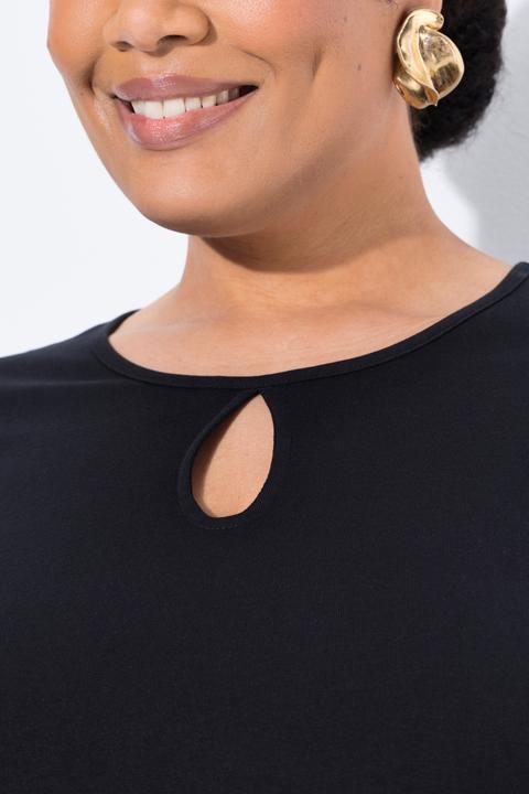 Produktbild Ulla Popken Jersey-Maxikleid, Rundhals, Keyhole, 3/4-Arm, Taschen (50, 52)