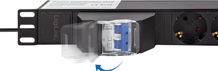 Produktbild LogiLink 19" Steckdosenleiste 6-fach, mit 2-pol. Leitungsschutzschalter (6x, CEE 7/3)
