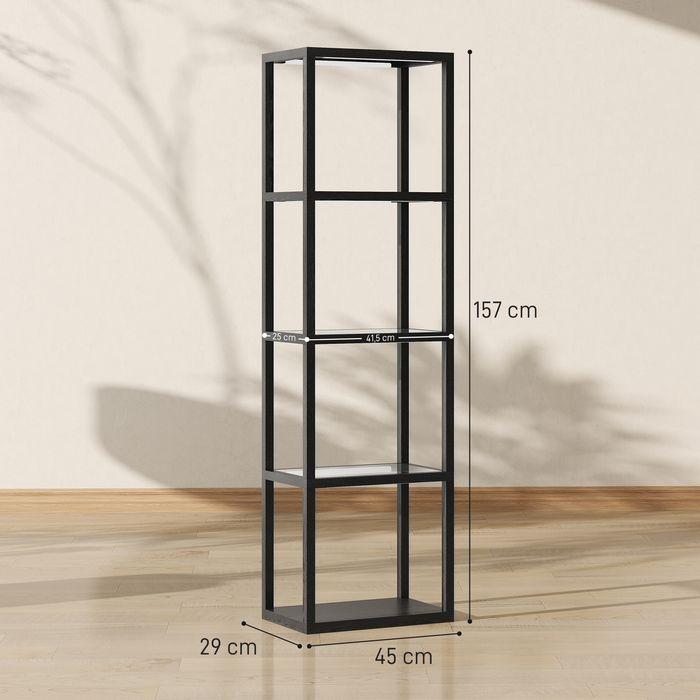 Actual product image Swisshandel24 RGB Stehlampe mit Glasregalen, 4-Ebenen-LED, Fernbedienung, Musiksynchronisation, Schwarz