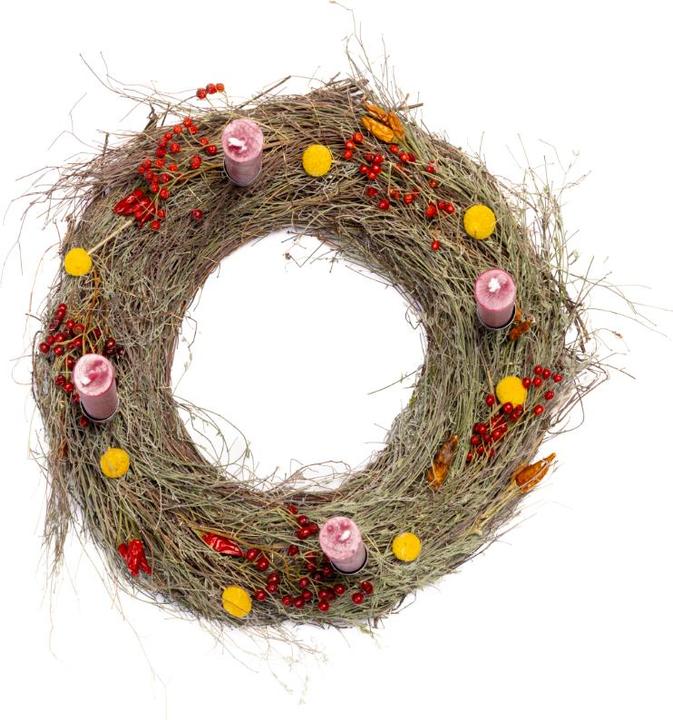 Image du produit VEG and the City Adventskranz mit Feldthymian - Kerzen Weinrot (30 cm)