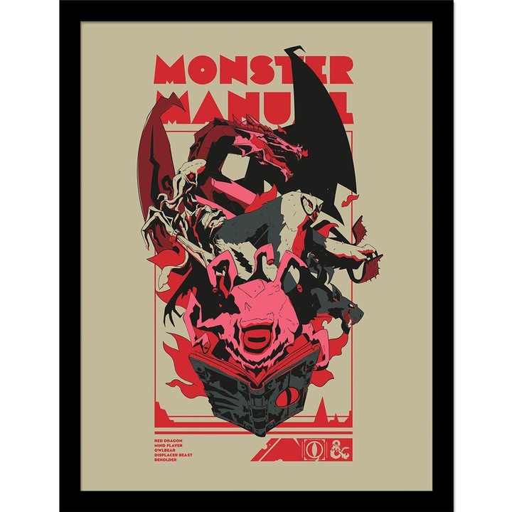 Image du produit Dungeons & Dragons - Poster encadré MONSTER MANUAL (40 x 30 cm)