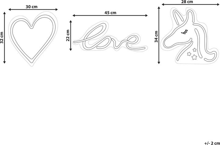 Immagine prodotto Beliani Decorazione da parete con luce al neon LED rosa set di 3 SUSIE (240 lm)