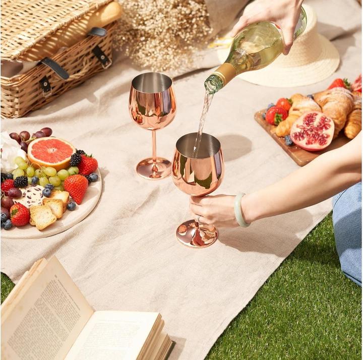 Actual product image Oak & Steel Stainless steel wine glasses rose gold set of 2 (50 cl, 2 Glasses, Wine glasses set)