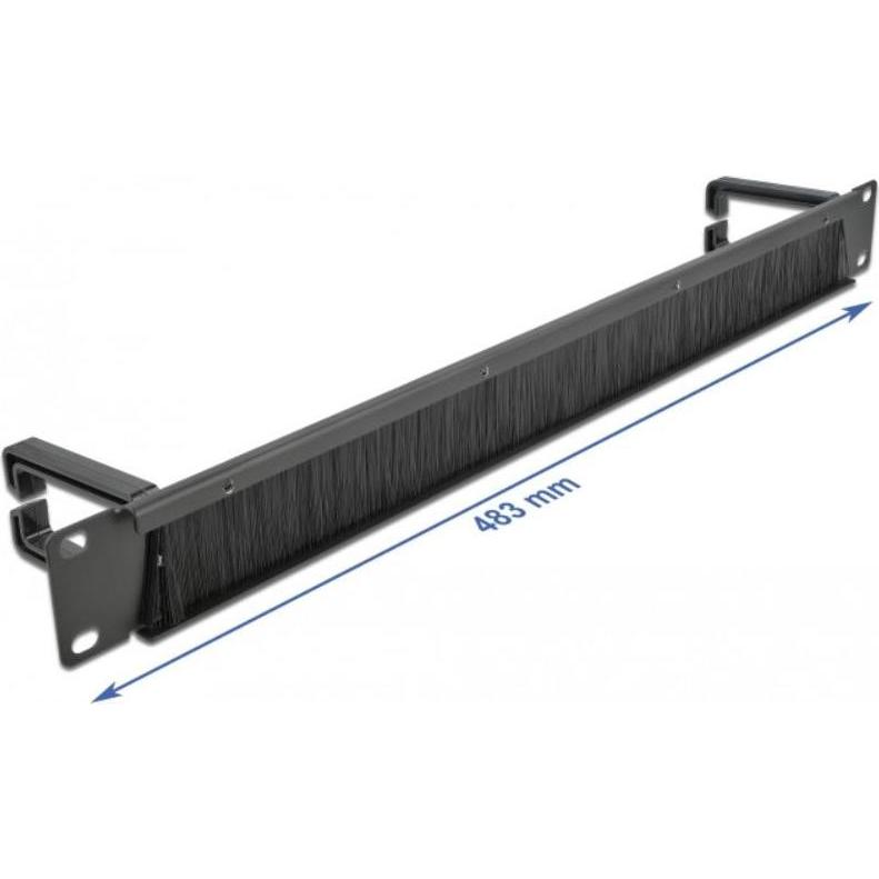 Thumbnail - Delock Cable Management Brush Strip with 2 hooks, Serverschrank Zubehör, Schwarz