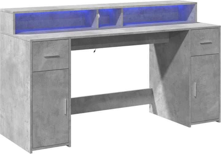Immagine prodotto VidaXL Scrivania LED Scrivania per computer Scrivania per PC Scrivania per ufficio grigio cemento (160 x 55 x 91 cm)