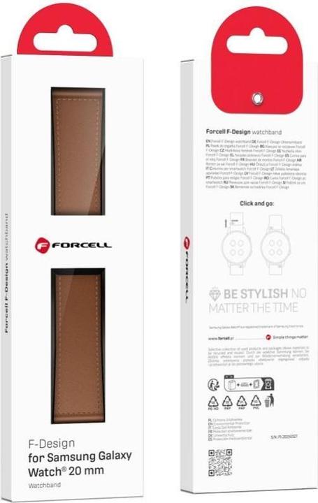 Actual product image Forcell Strap F-DESIGN FS20 magnetic eco leather strap for SAMSUNG Watch 20 mm brown (20 mm, Silicone + synthetic leather)