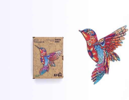 Actual product image Maksik Wooden jigsaw puzzle Delicate hummingbird PuzA3-00717