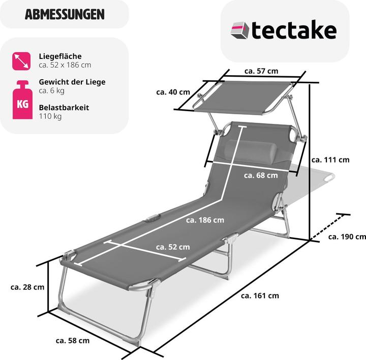 Produktbild tectake Gartenliege (161 cm)