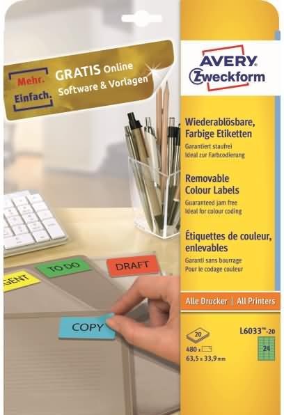 Produktbild Avery L6033 Abziehbare Etiketten