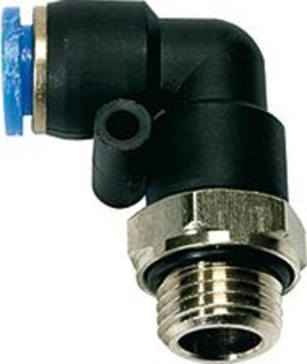 Produktbild Riegler L-Steckverschraubung Blaue Serie Aussengewinde G 3/8 ″ SW 20 mm mit O-Ring, drehbar zylindrisch 8 mm (O-Ring)