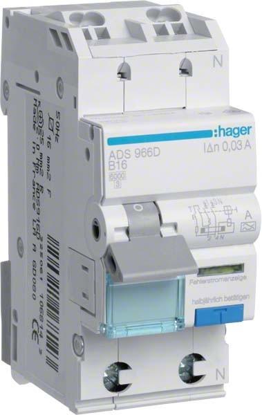 Produktbild Hager HAG ADS970D Fi-LS 1P+N 6kA C-20A 30mA Typ A QC