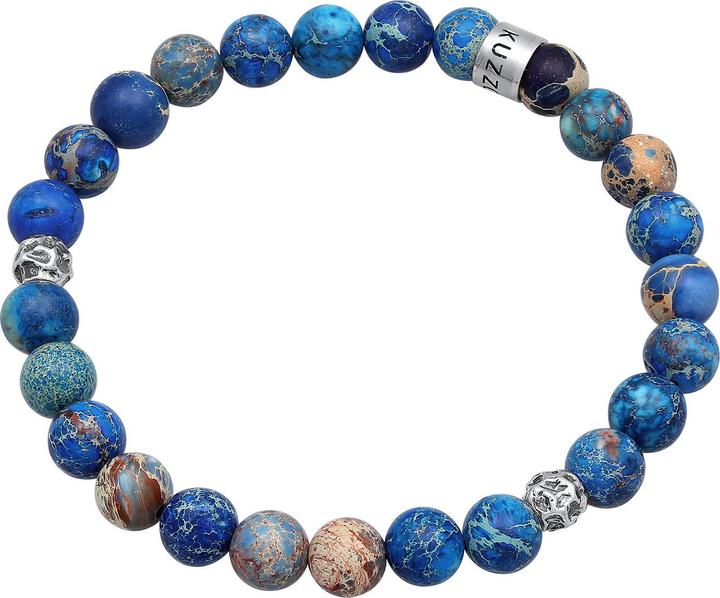 Produktbild Kuzzoi Armband Herren Achat Perlen Blau Beads 925 Silber (23 cm, Plastik, 925er Sterling Silber, Achat)