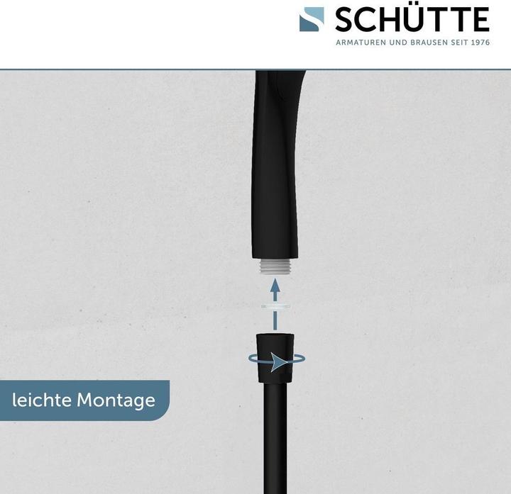 Produktbild Schütte Duschkopf Bad CAPRI Handbrause Schwarz matt Wassersparende Dichtung 60993 (3 Strahlarten, 8 l/min)
