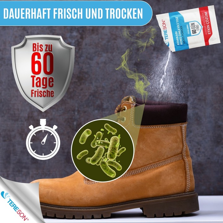Immagine prodotto Tereson Deodorante per piedi, polvere antiodore per scarpe, effetto 60 giorni, confezione da 10 (Deodorante per piedi e polvere)