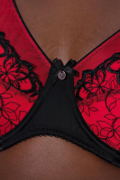 Actual product image Ulla Popken Floral Embroidered Underwire Bra (Single pack, 85 E)