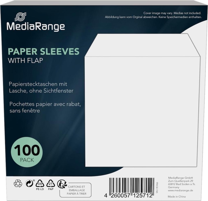 Actual product image MediaRange CD/DVD paper sleeves without window