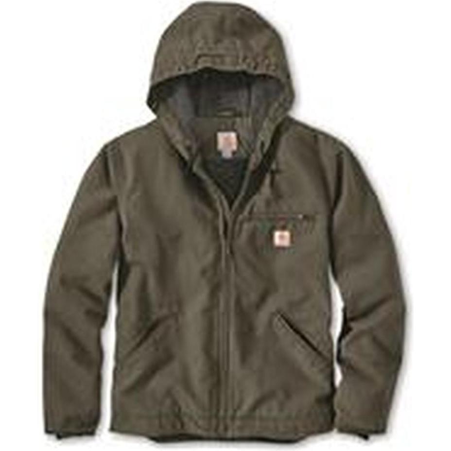 Carhartt Braune Jacke mit Sherpa-Futter aus gewaschener Ente (L) (104392-BRN)