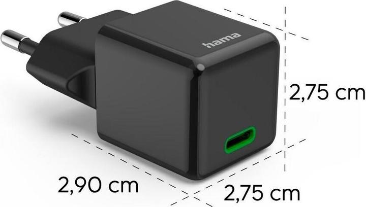 Produktbild Hama Schnellladegerät, USB-C, PD/Qualcomm®, Super-Mini-Charger, 25 W, Schwarz (25 W, 1 Port)