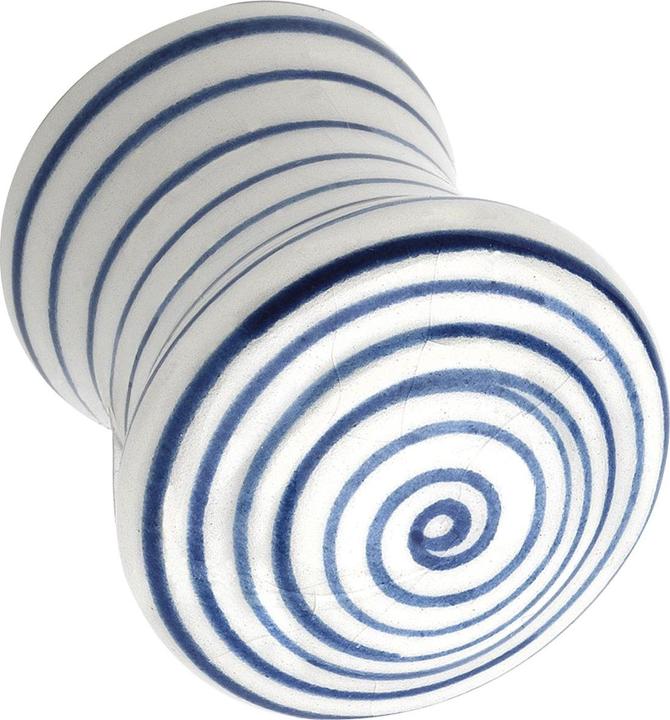Actual product image Siro Knob Paris ø 29 mm, depth 34 mm, porcelain white blue striped