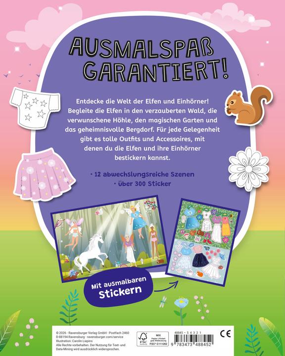 Image du produit Ravensburger Mein Ausmalstickerbuch - Elfen und Einhörner