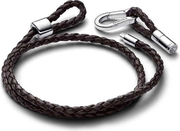 Immagine prodotto Pandora Moments - Bracciale doppio in pelle intrecciata marrone (38 cm, Argento 925, Cuoio)
