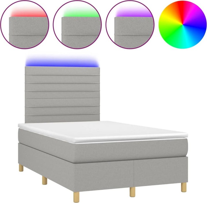 Produktbild VidaXL Bo x springbett mit Matratze & LED 120 x 190 cm Stoff (120 x 190 cm)