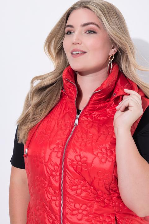 Produktbild Miamoda Long-Steppweste, Blumen-Steppmuster, Kapuze, 2-Wege-Zipper (48)