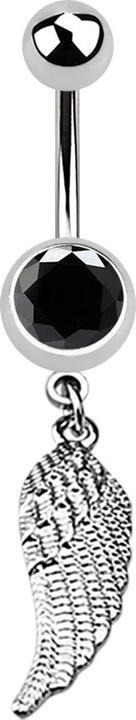 Immagine prodotto Star Piercing Banana in argento con ali pendenti e cristallo nero (senza ottone, Acciaio chirurgico 316L)