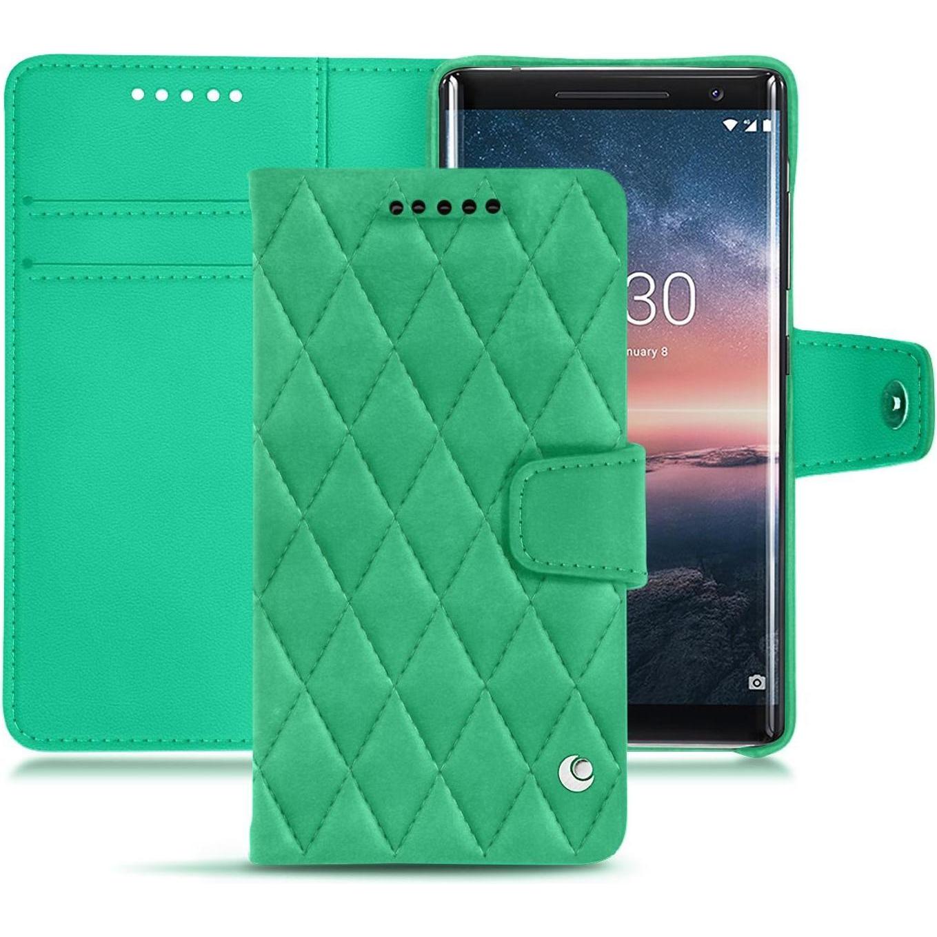Noreve Lederschutzhülle Wallet (Nokia 8 Sirocco), Smartphone Hülle, Grün