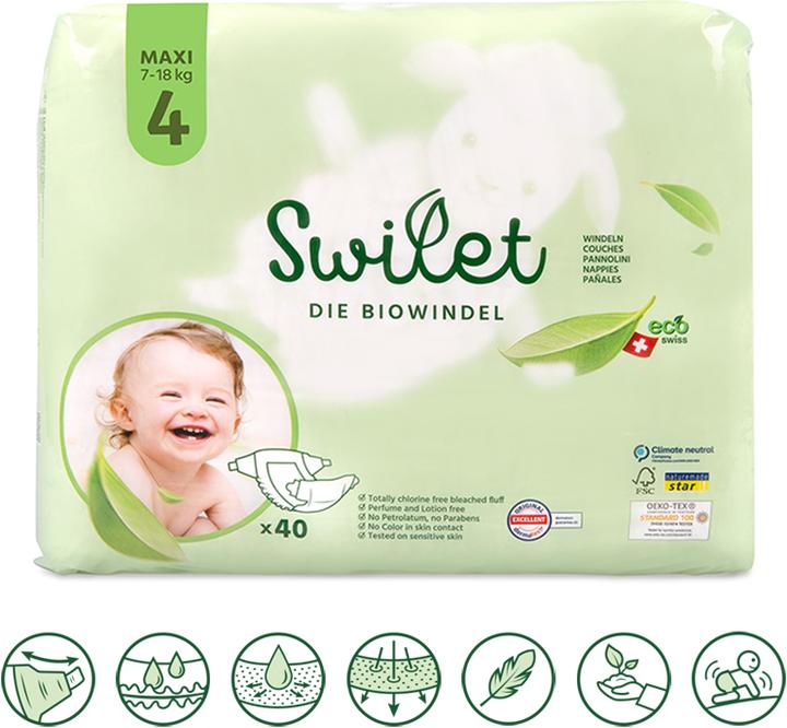 Produktbild Swilet Die Bio-Windel (Gr. 4, Tragepack, 40 Stk.)