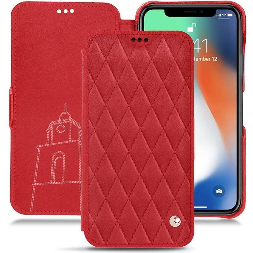 Noreve Lederschutzhülle horizontal (Apple iPhone XS Max), Smartphone Hülle, Rot
