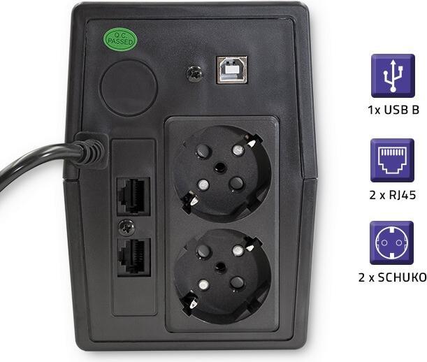 Produktbild Qoltec 53980 UPS Monolith 1000VA 600W (1 VA, 600 W, Line-Interaktiv USV)