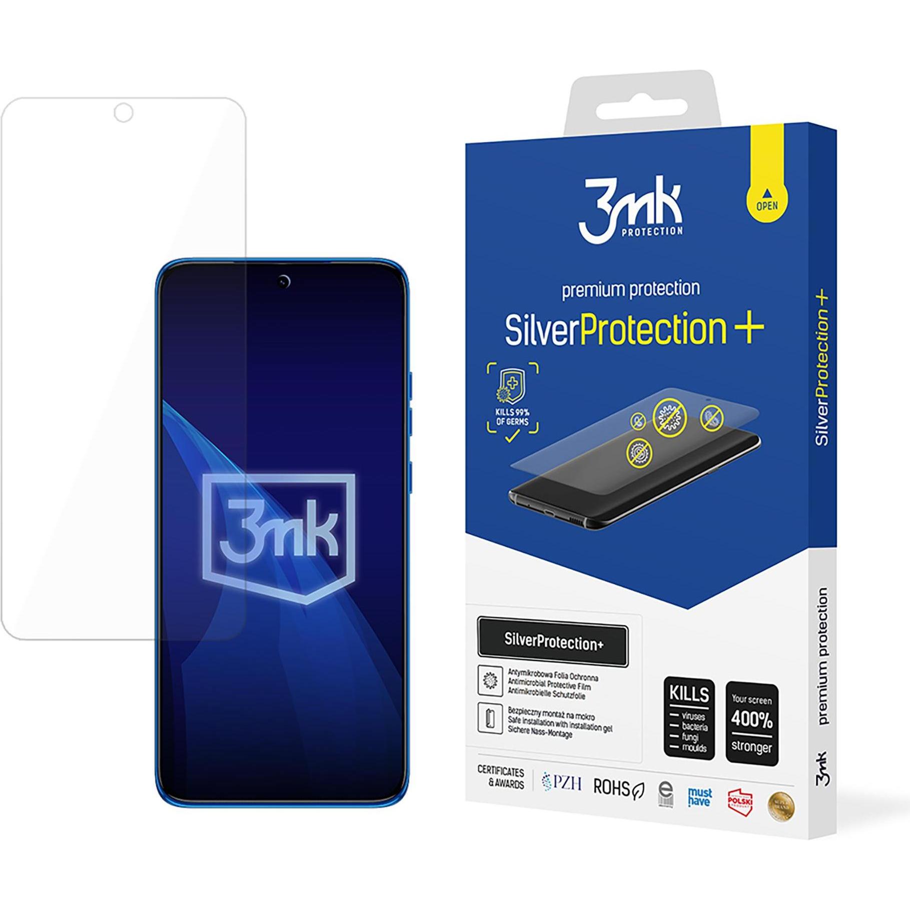 3MK SilverProtect+ Motorola Edge 50 Neo Folia Antymikrobowa montowana na mokro (1 pz., Motorola Edge 50 Neo), Pellicola protettiva smartphone, Grigio