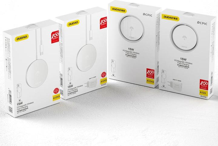 Produktbild Dudao Kit 15W Magnetic Wireless Charger Qi and 20W AC Charger (MagSafe Compatible) White (A12XS) (15 W)