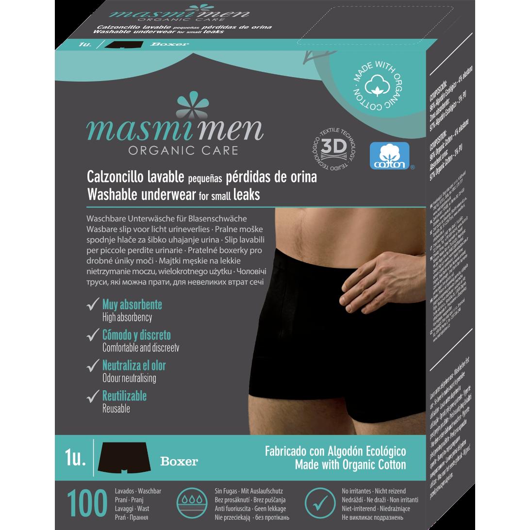 Masmi, Inkontinenzhygiene, Bio Inkontinenz Men Boxershort Schwarz Gröse: S - Reuse (S)