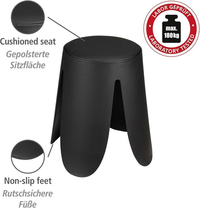 Produktbild Wenko Hocker Comiso schwarz matt